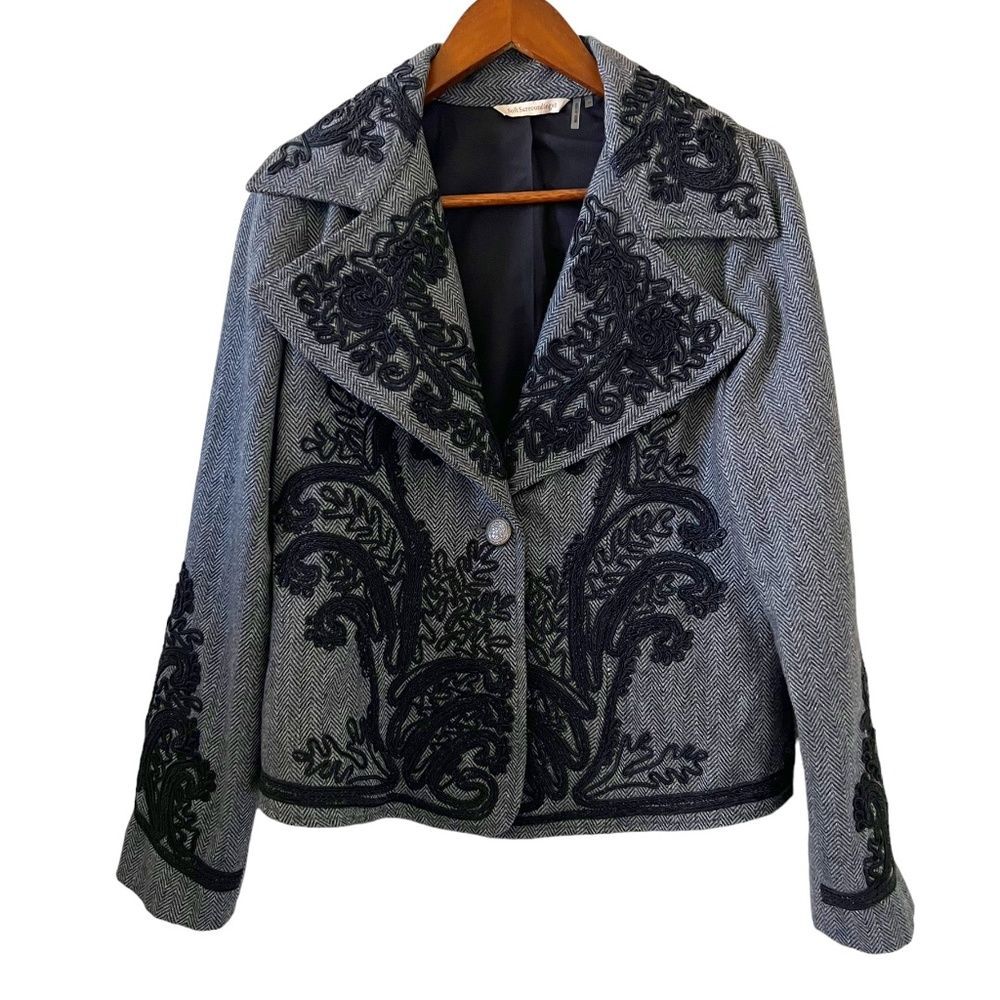Soft Surroundings Eaton Manor Wool Blend Jacket/Blazer In Dark Gray Size M